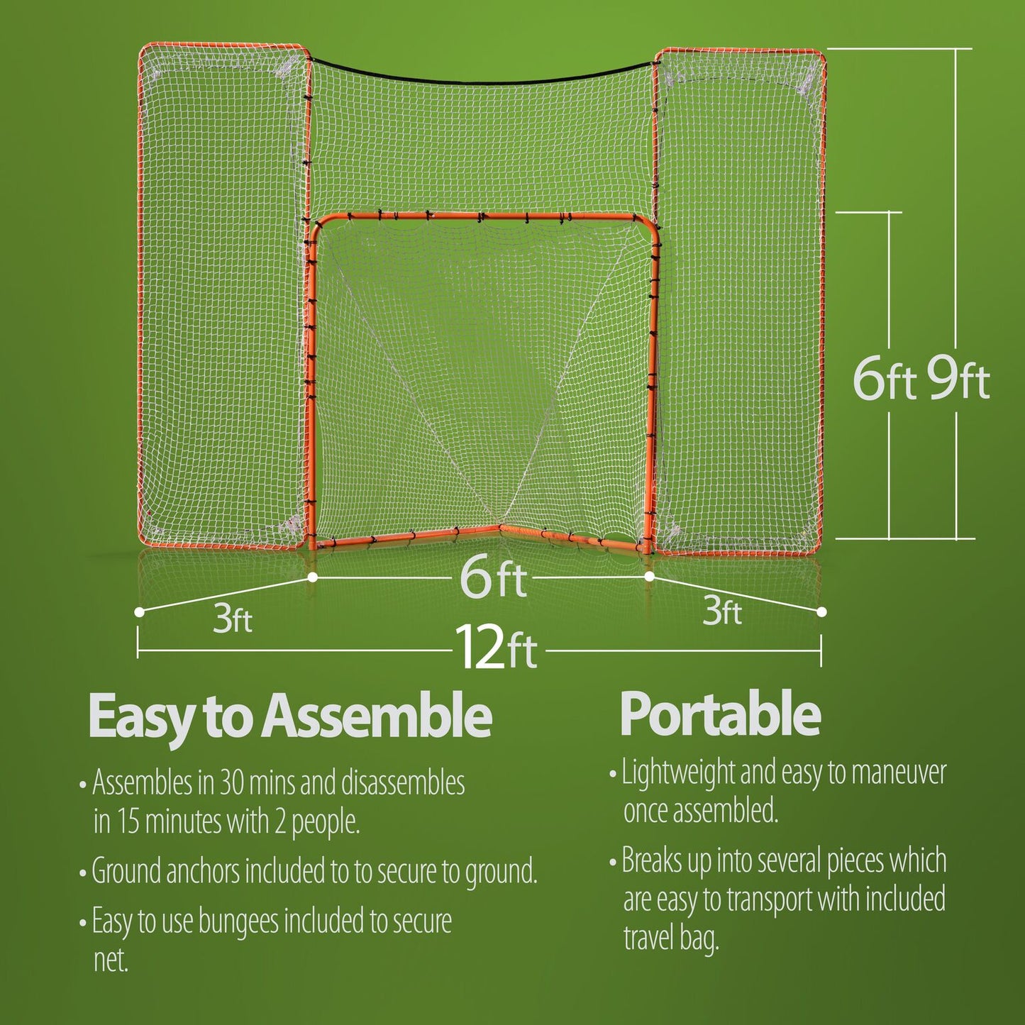 3 in 1 Lacrosse Goal with Backstop and Target