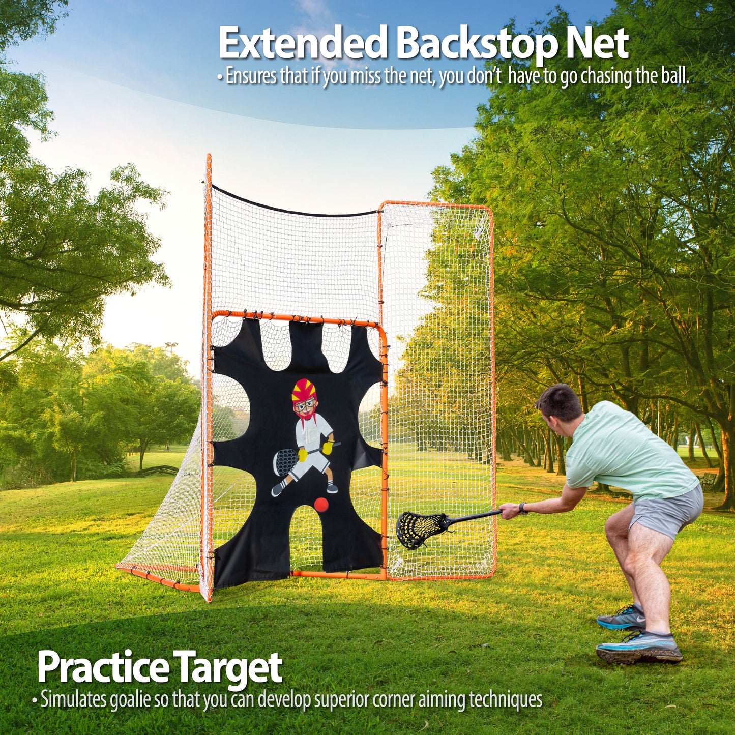 3 in 1 Lacrosse Goal with Backstop and Target