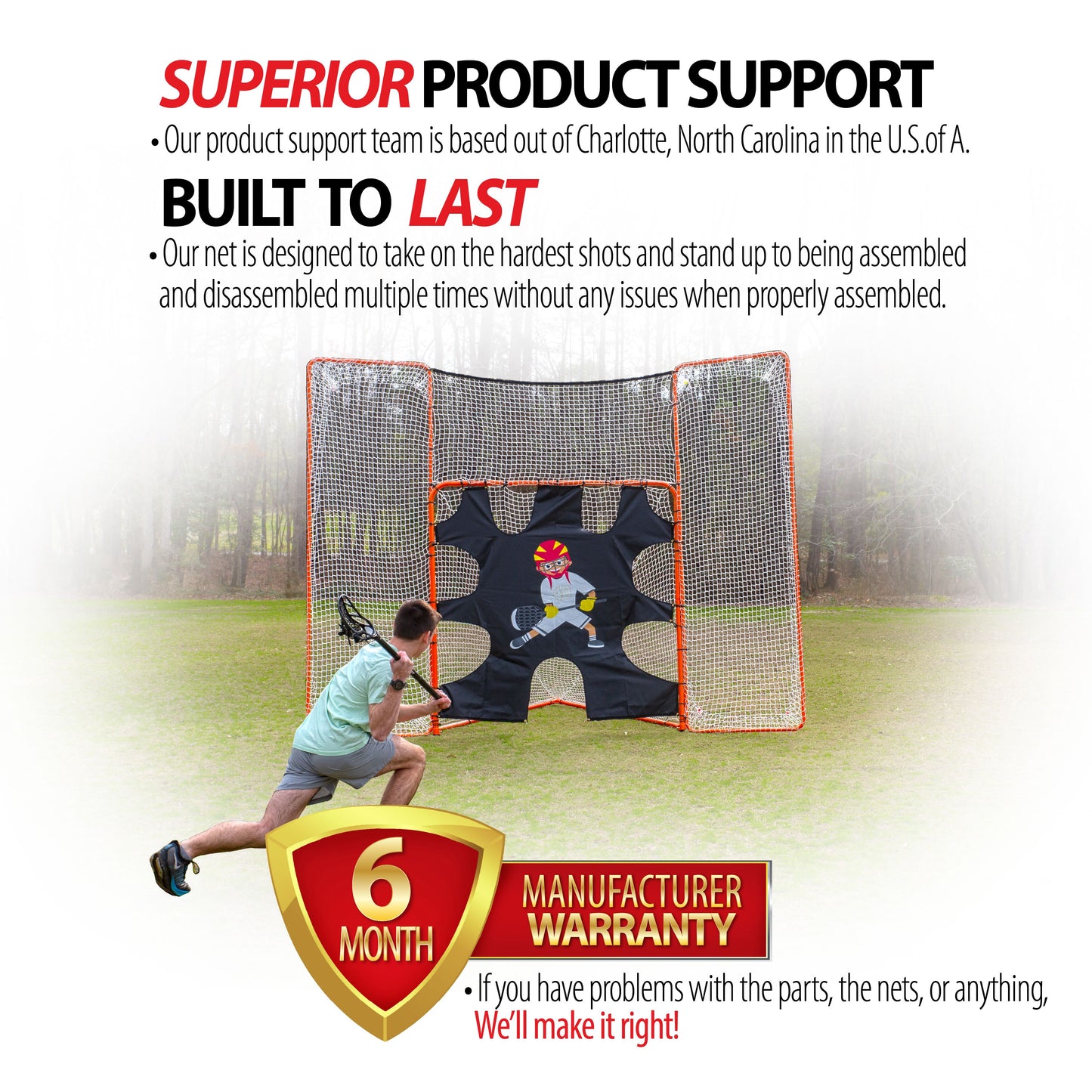 3 in 1 Lacrosse Goal with Backstop and Target